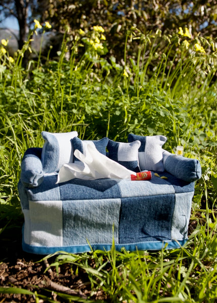 DENIM PATCH, TISSUE BOX COUCH COVER